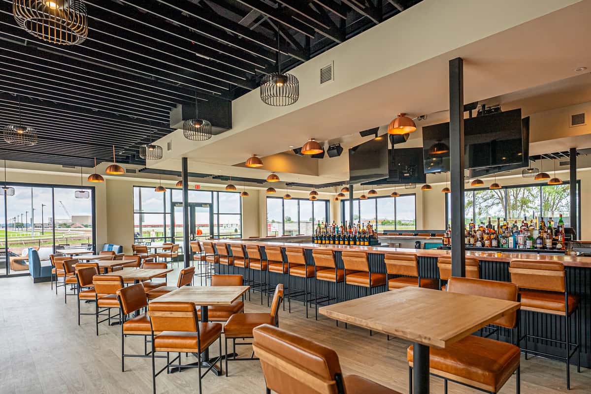 interior of Boardwalk Kitchen & Bar overlooking the Canterbury Downs