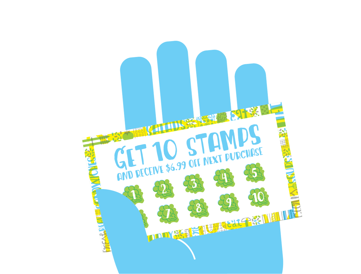 hand with stamps