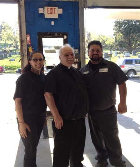 Franco Aloe & Lauralynn Aloe with Father Joe of St. Hugh Church