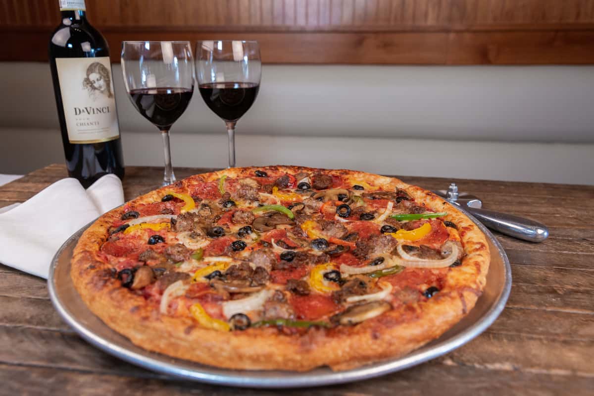 Wine and pizza