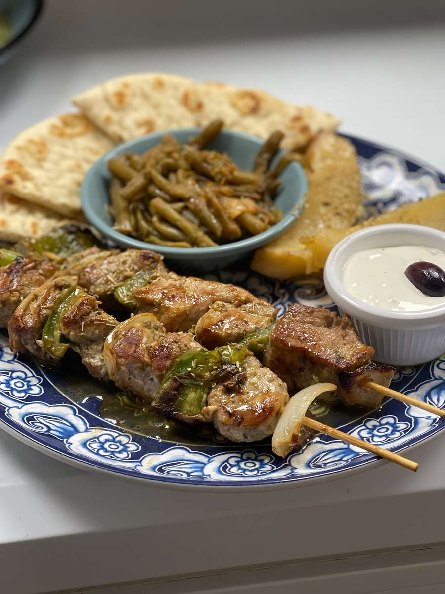 the med Pork kabob dinner