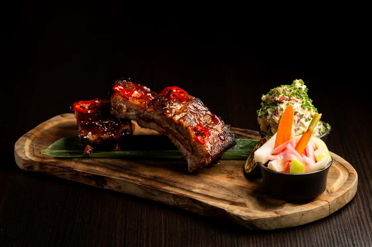 glazed ribs on a plate