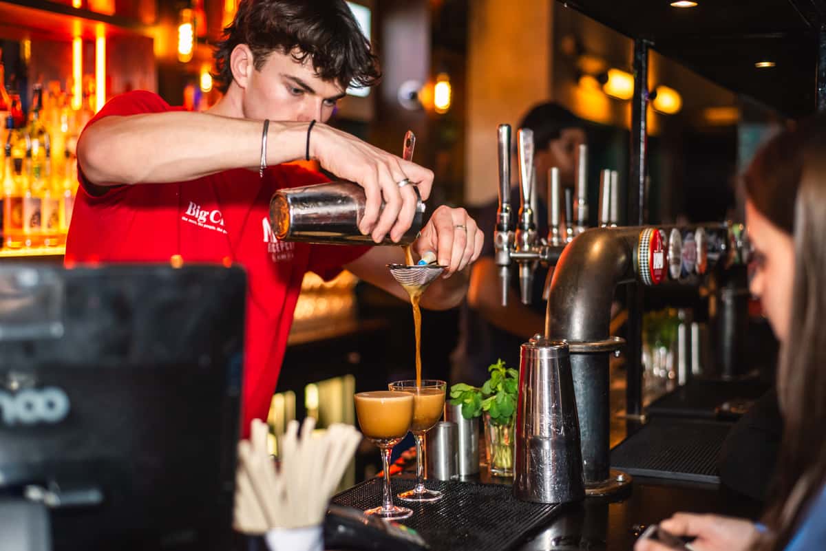 espresso martini drinks being made at the big chill bar