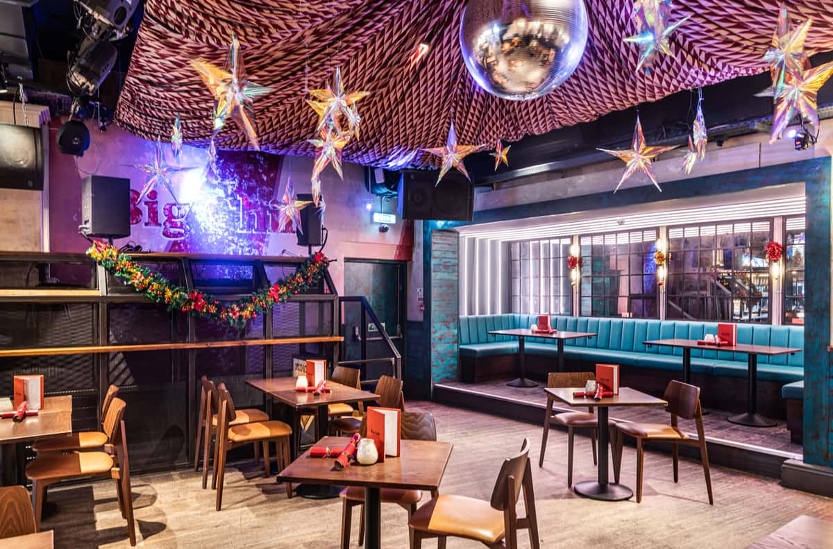 big chill with christmas decorations up