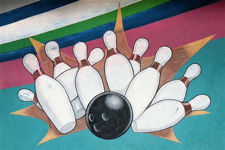 bowling ball and pins