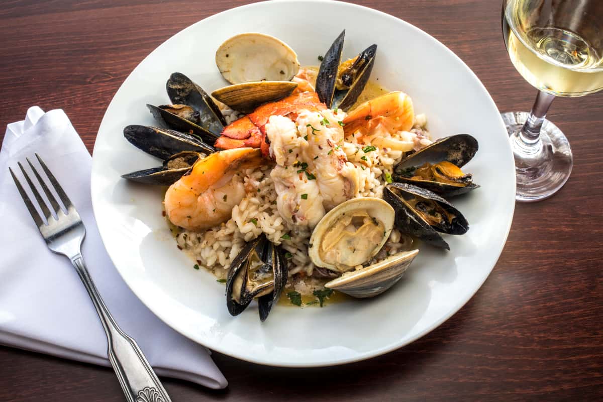 mussels and lobster tail