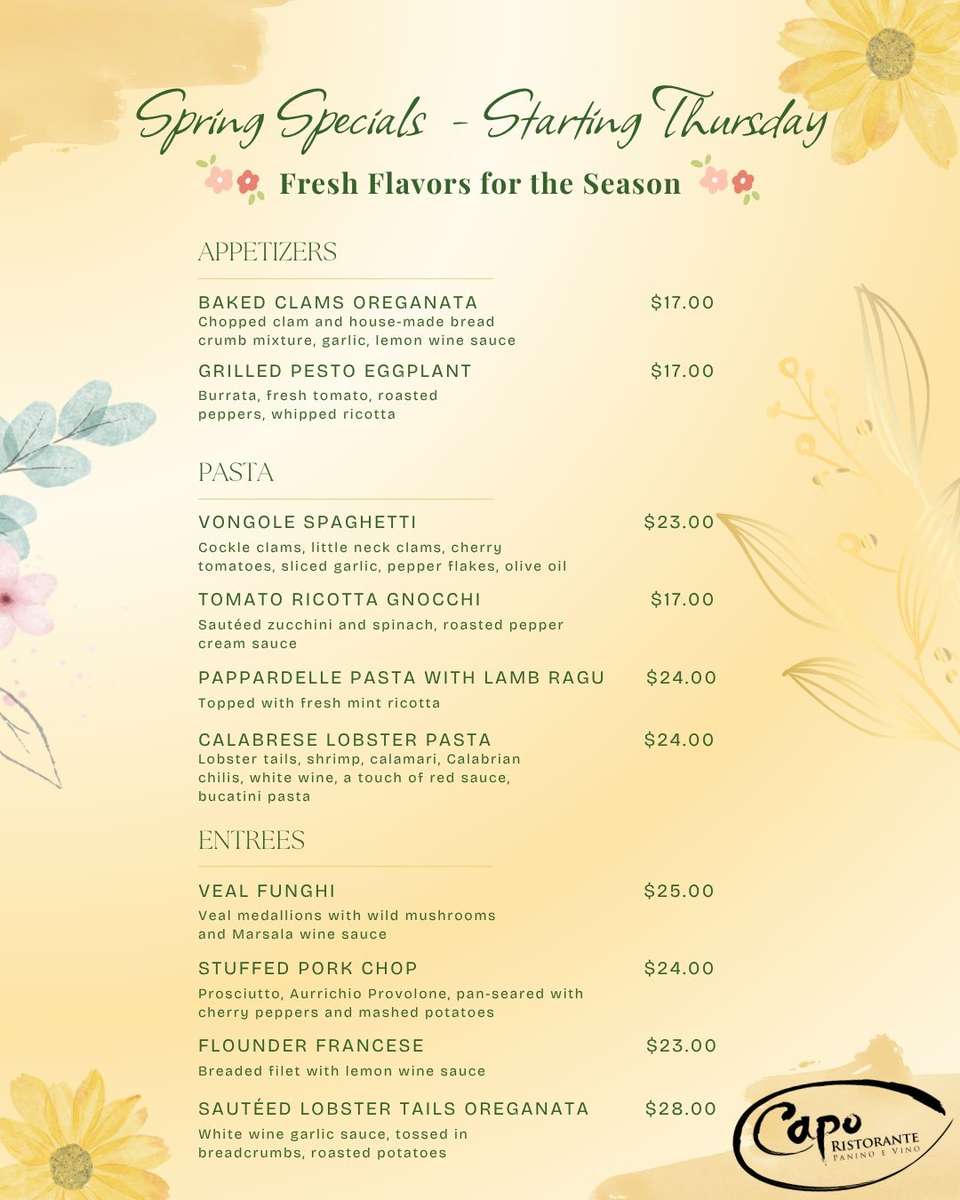 Spring Menu