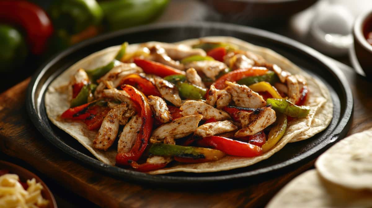 Chicken fajitas with pepper