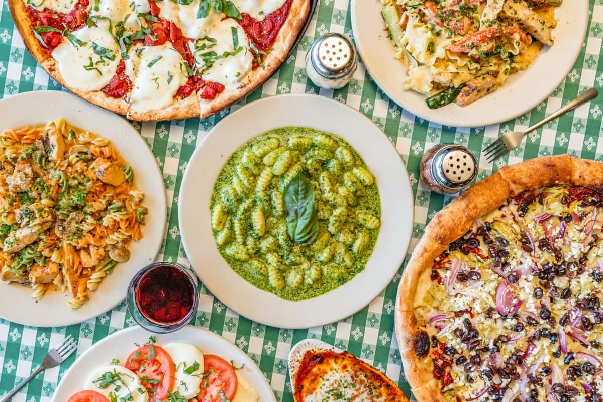 Group of Italian dishes