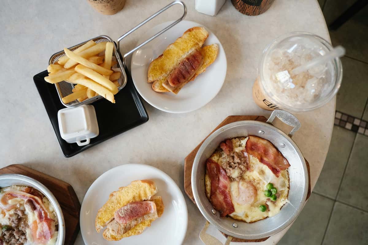 Breakfast table spread