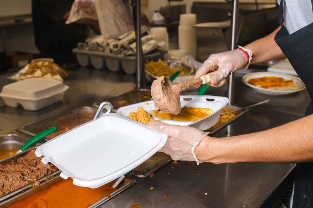 chef packing food