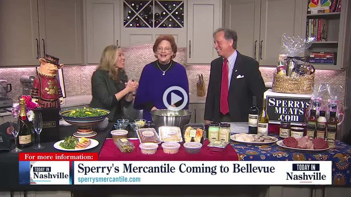 Television interview featuring Sperry's Mercantile gourmet products and specialty foods on a Nashville lifestyle program.