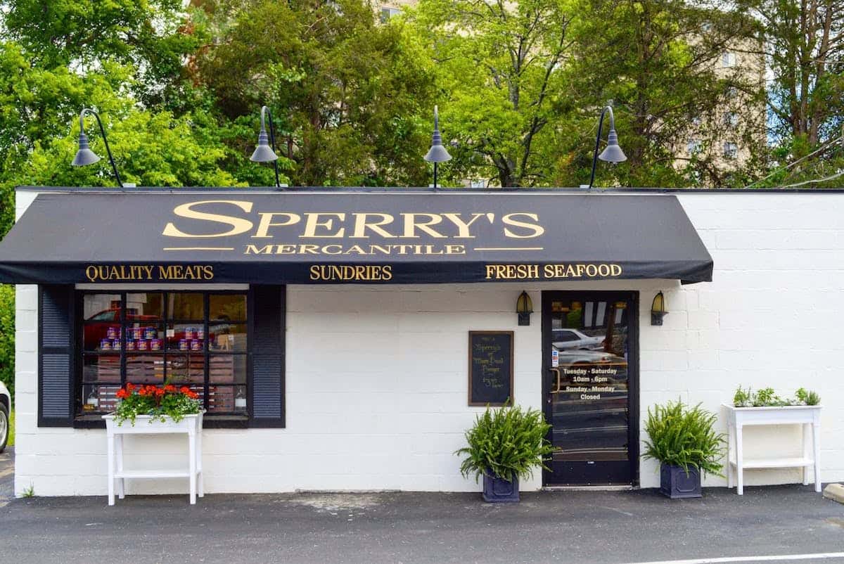 Exterior view of Sperry's Restaurant showcasing the iconic entrance and classic Nashville steakhouse facade.