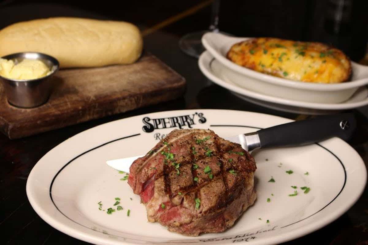 Grilled filet mignon featured by Southern Living at Sperry's Restaurant with signature steakhouse presentation.