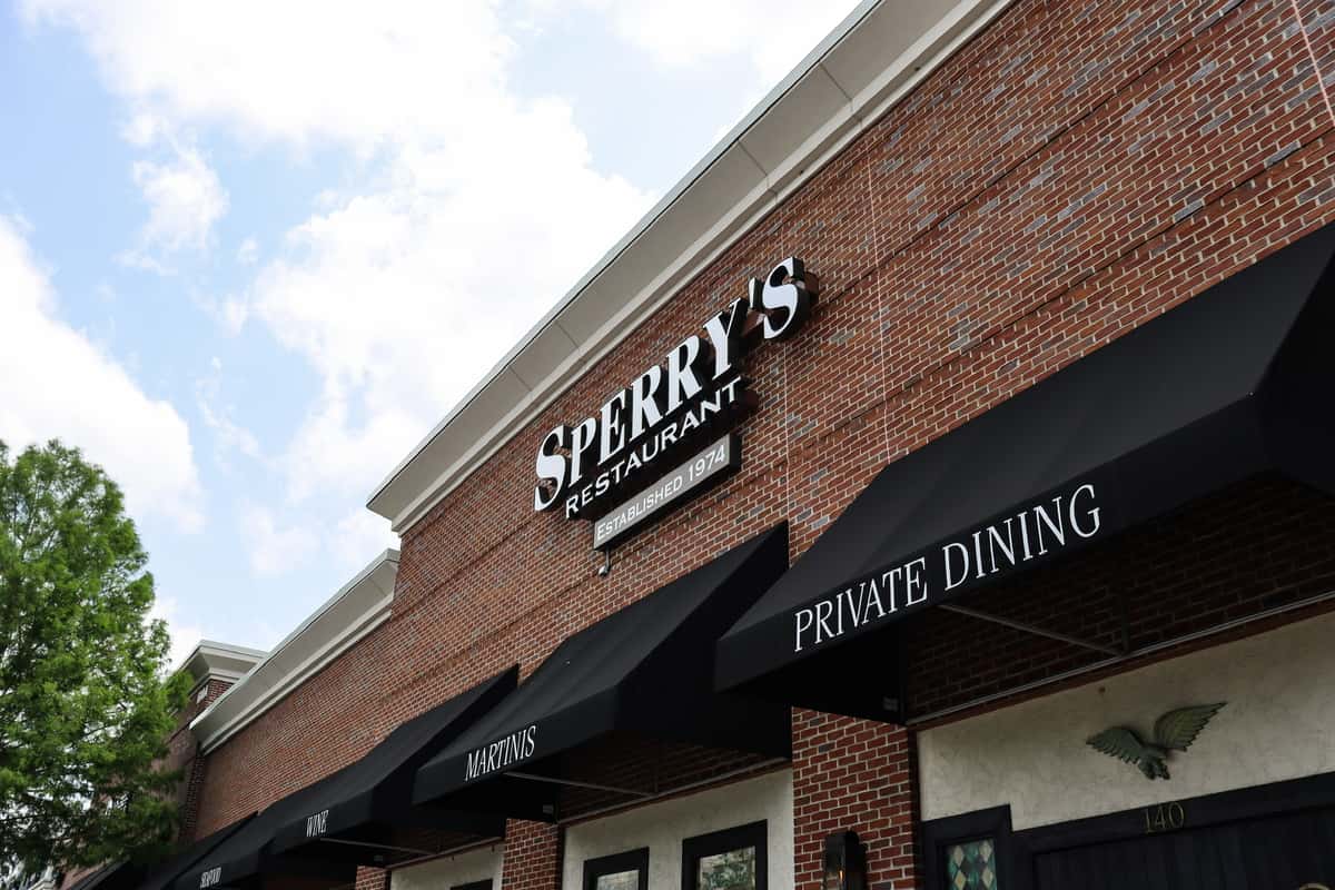 Exterior entrance of Sperry's Restaurant in Nashville, Tennessee.