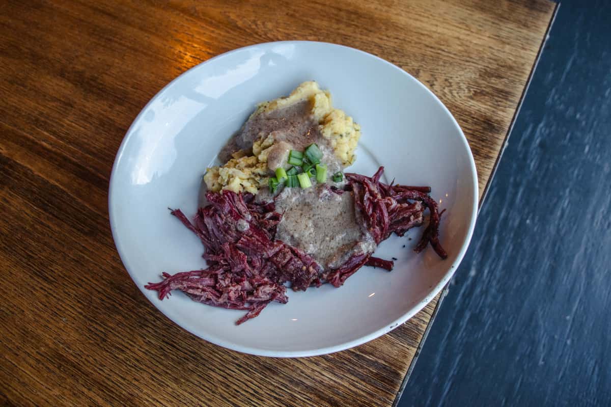 In house Corned Beef with housemade Corned Beef Gravy