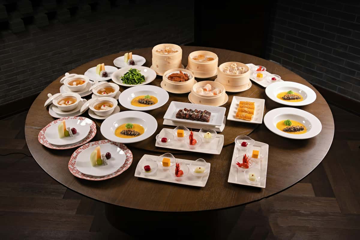 Chinese food spread