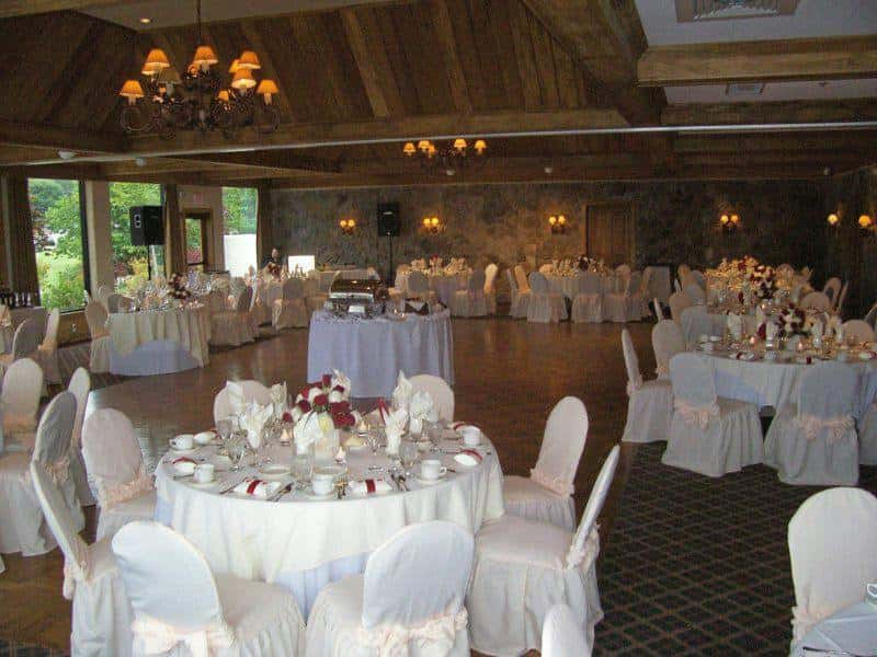 White linen tables and chairs