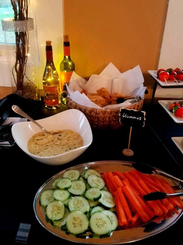 Tino's Italian Bistro catered food display in Columbia MD