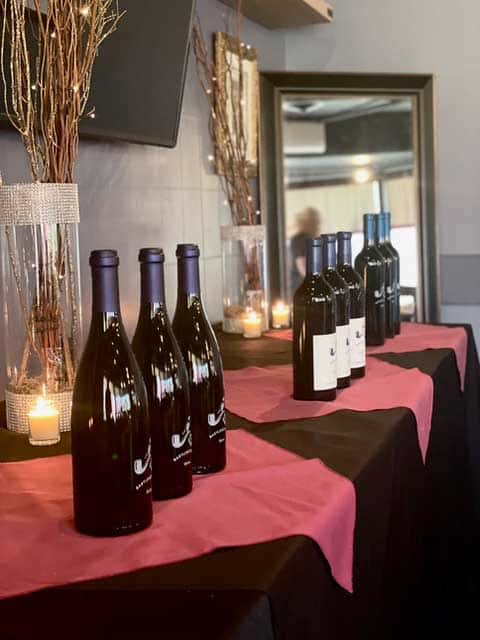 Wine bottles on display