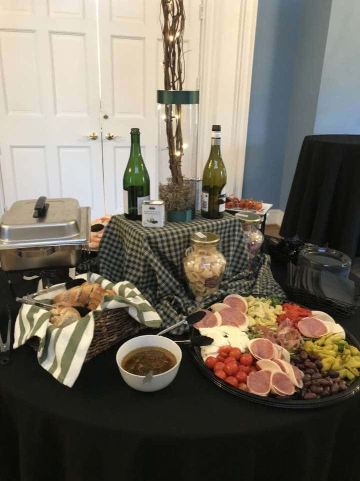 Italian catering buffet for an event in Columbia Maryland