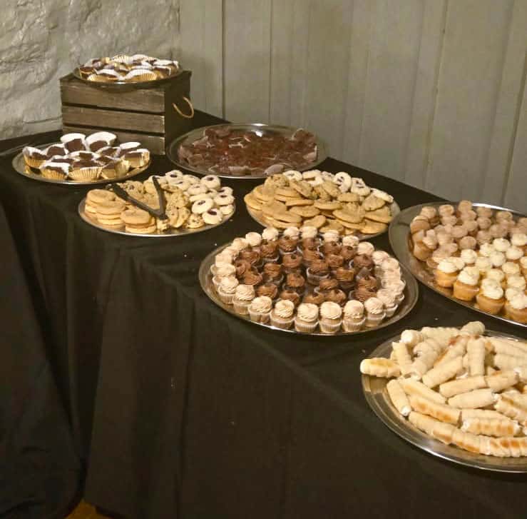 Dessert trays on a table