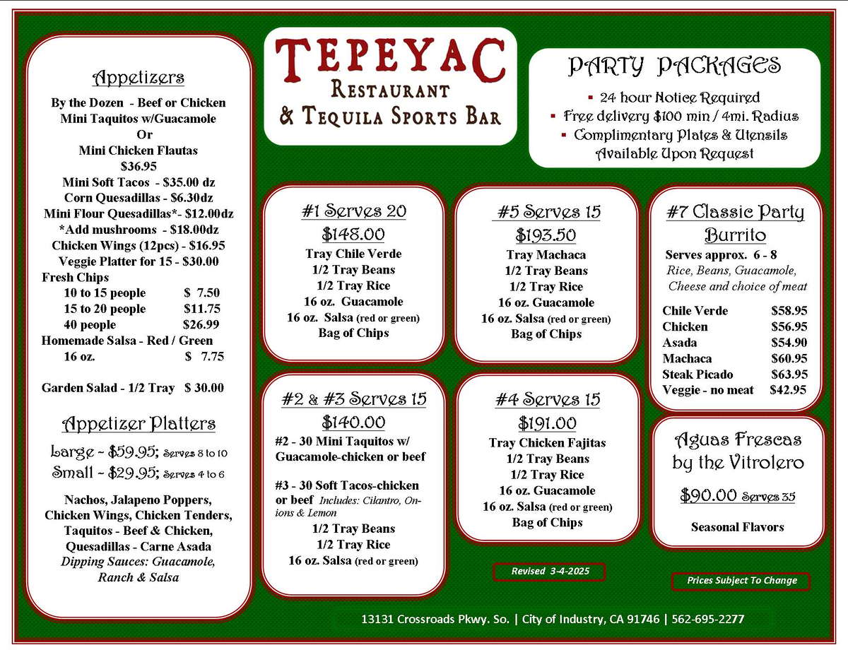 tepeyac party package