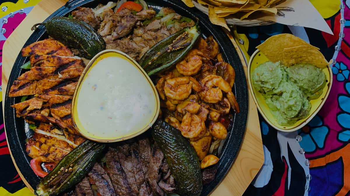 Platter of Mexican food