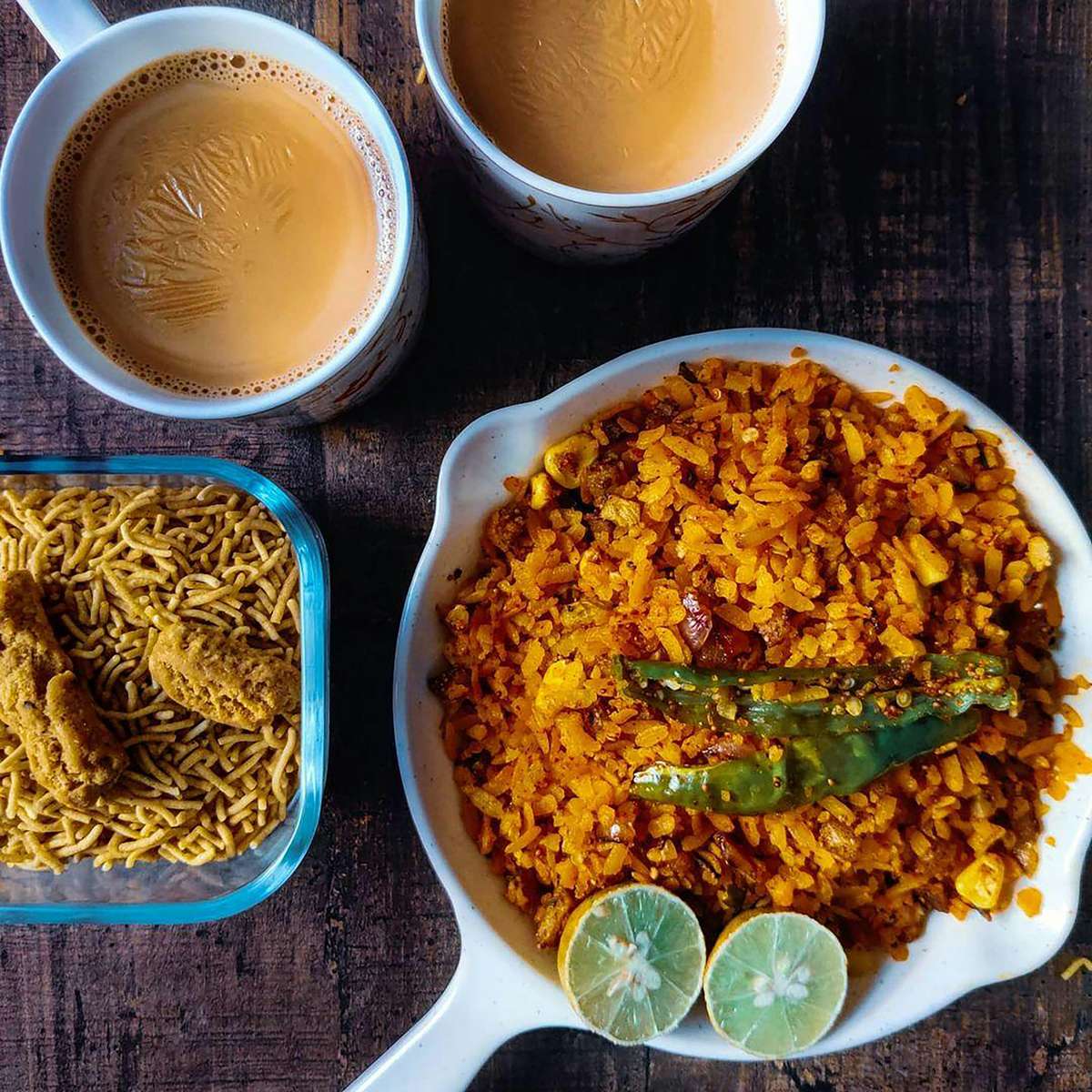 Indian food with chai