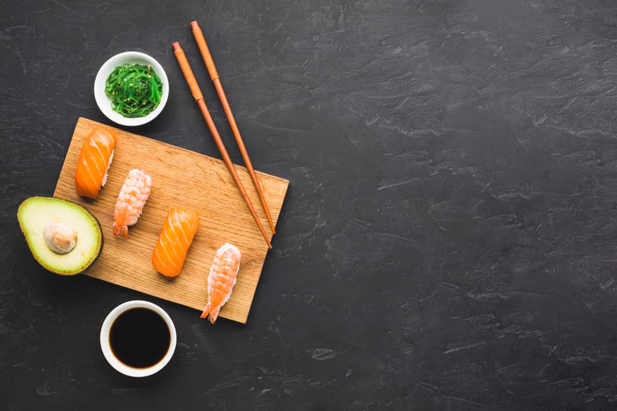 flat lay sushi