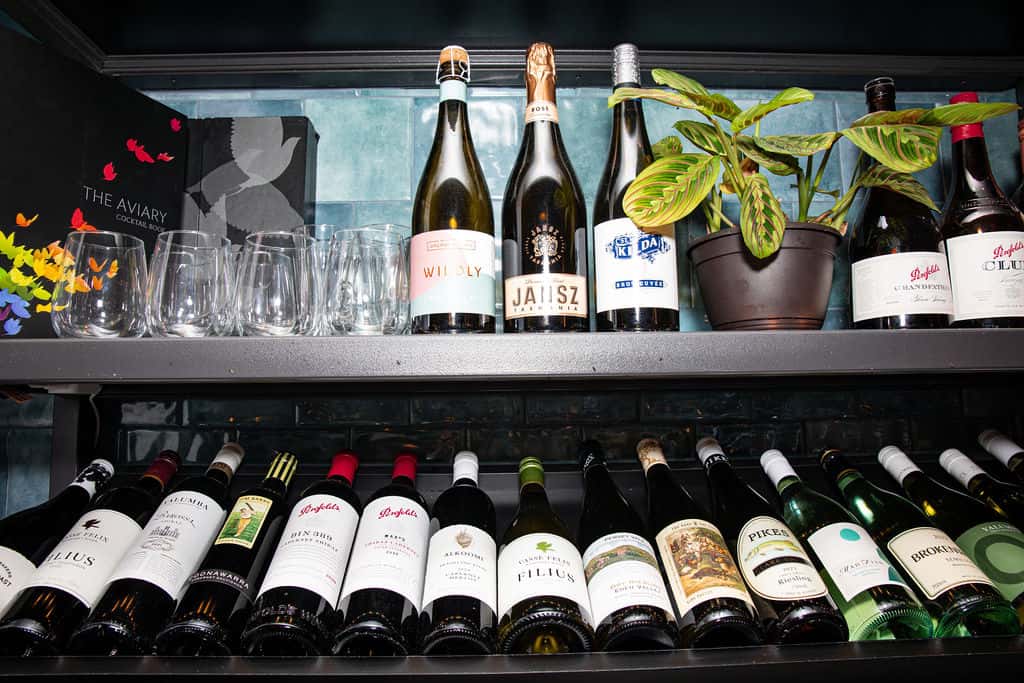 Wine selections behind the bar at Chapel Street Cafe and Restaurant