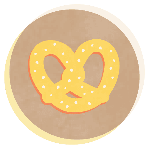 Pretzel icon on a light brown background