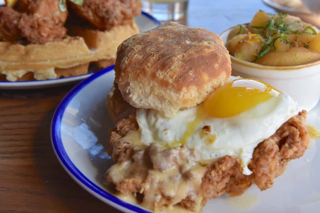 Honey butter fried chicken biscuits @uncagedmimosas (300 Florida