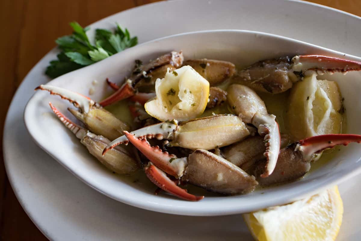 Blue Crab Claw Appetizer Dinner Menu Steamers American Restaurant in Cedar Key, FL