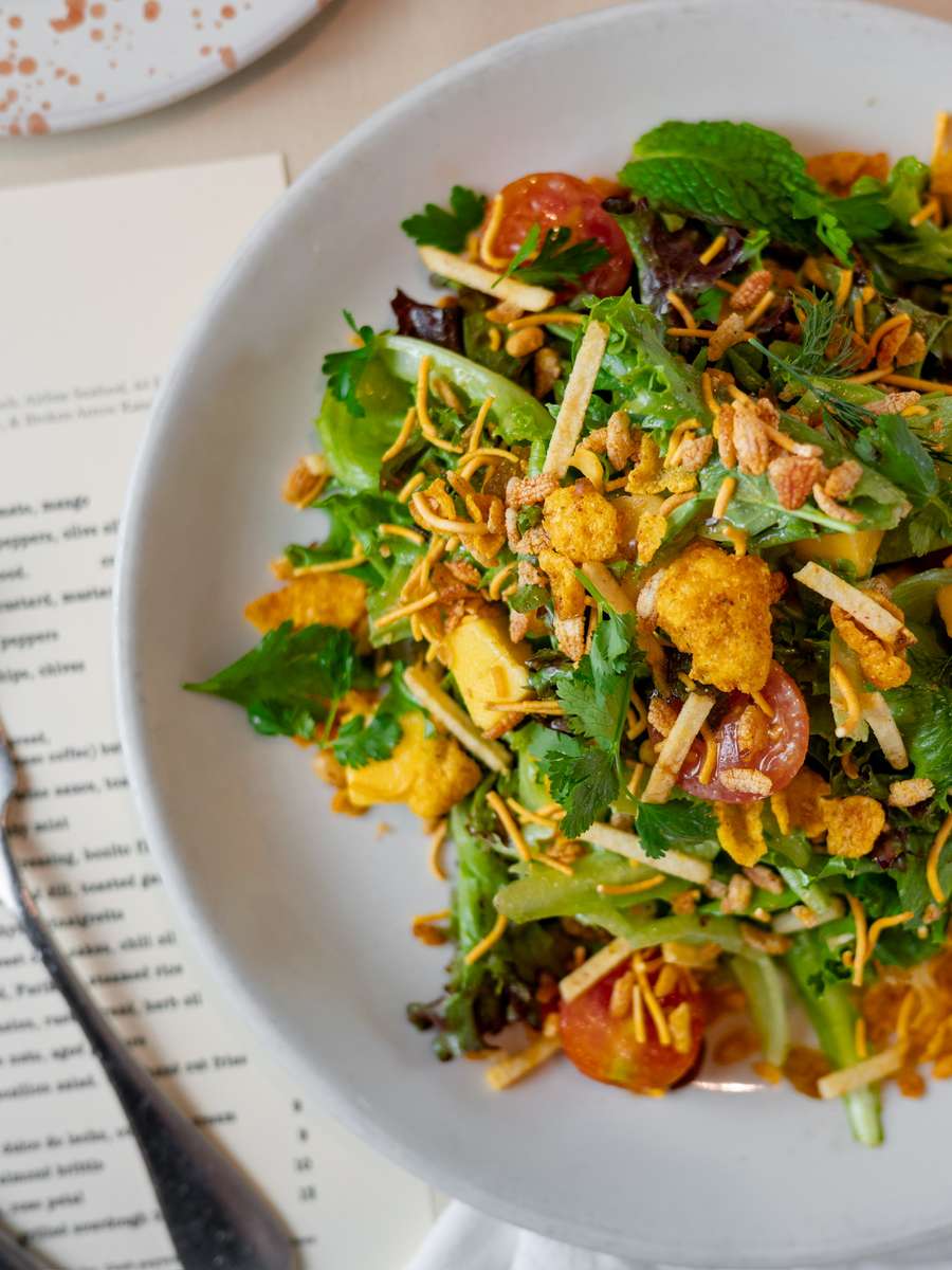 Tamba Salad with Tamarind Dressing and Crunchies