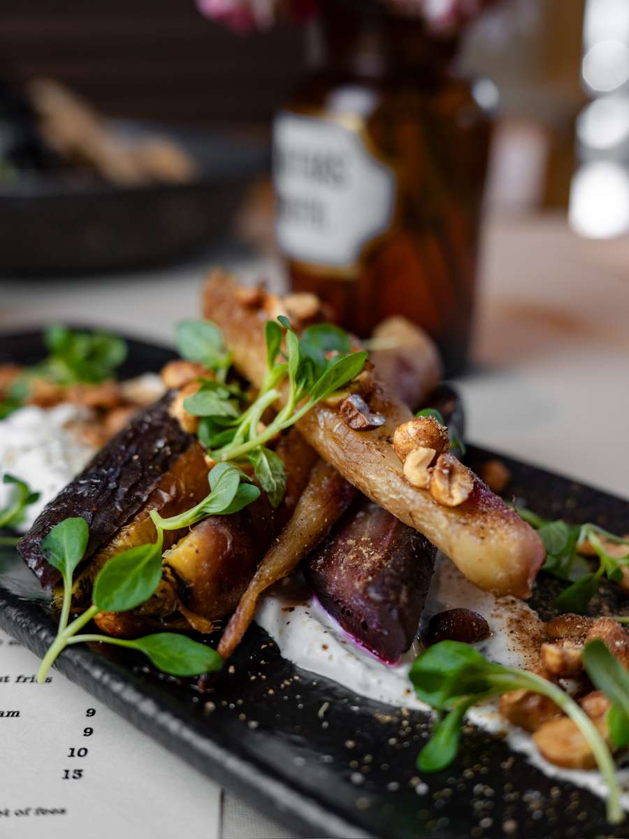 Jerk Spiced Roast Carrots with Lime Yogurt