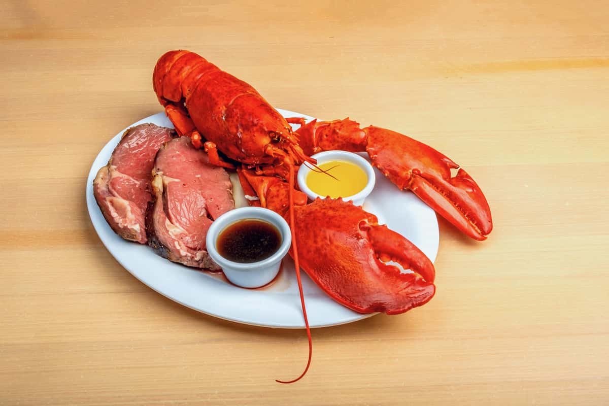 Whole lobster and prime rib