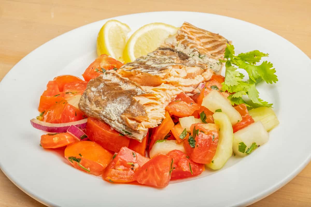 Smoked Salmon With Tomato & Cucumber Salad
