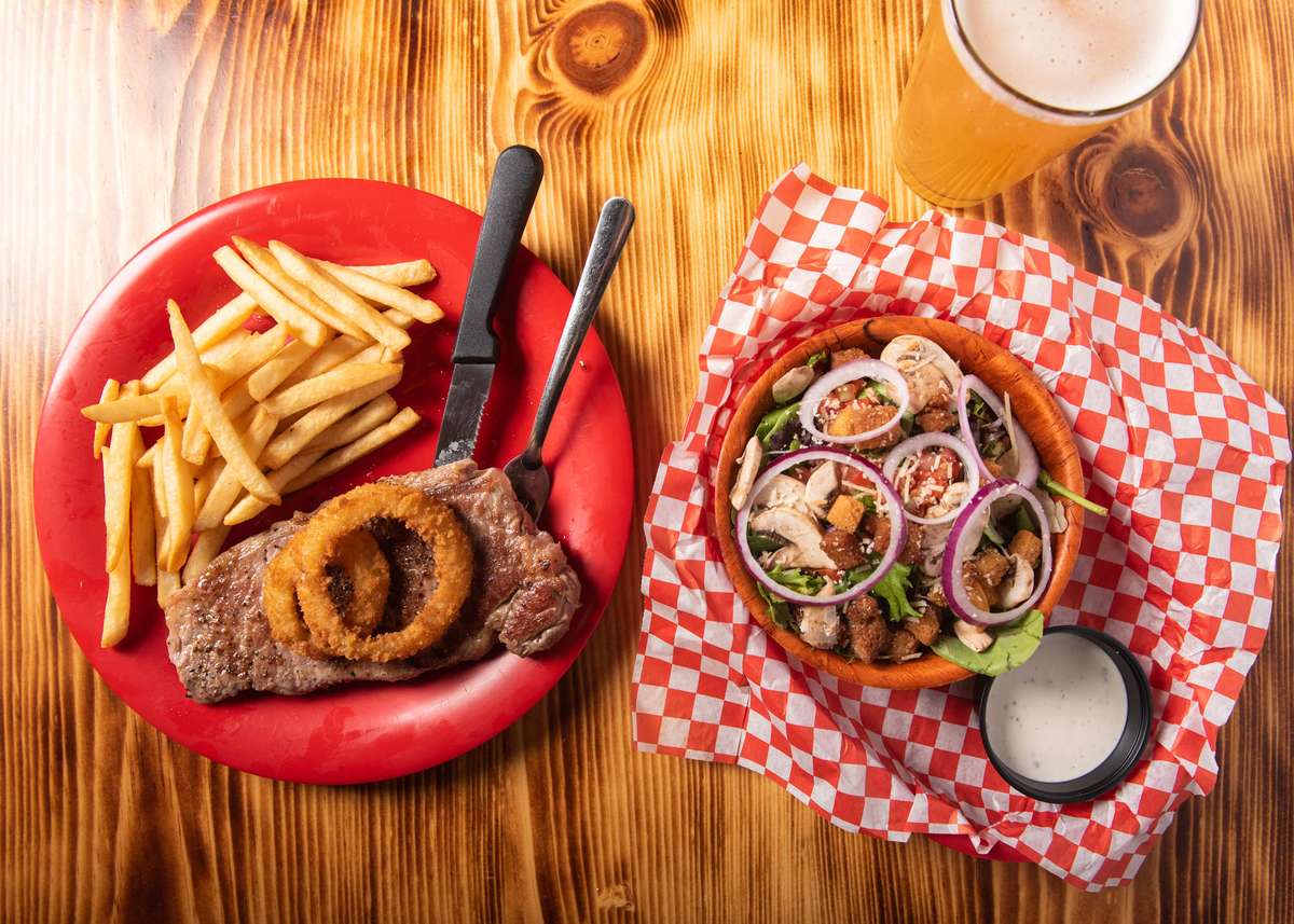 new york steak and salad