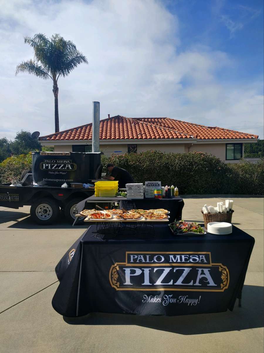 Catering table with food