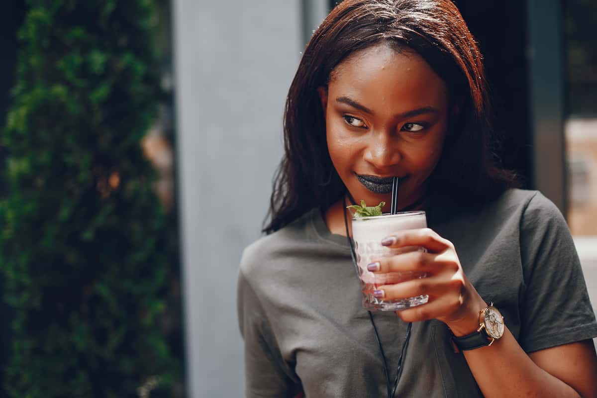 elegant black girl summer city.