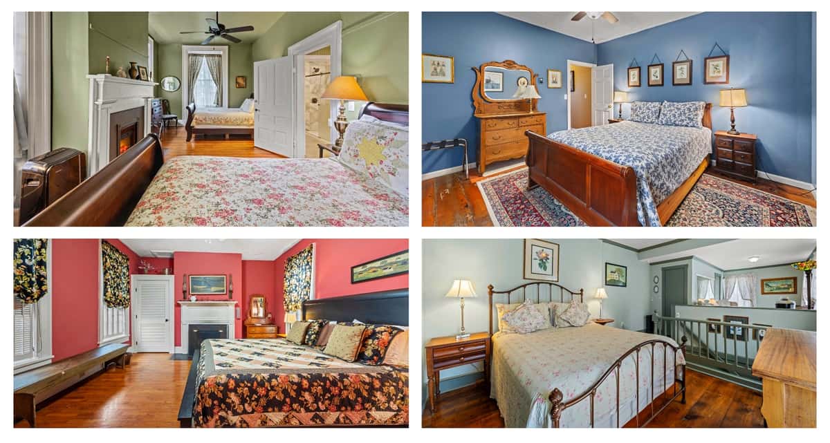 four picture collage of Lafeyette's accommodations