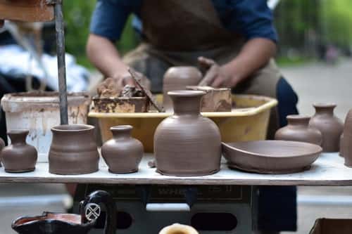 Woman using a pottery wheel