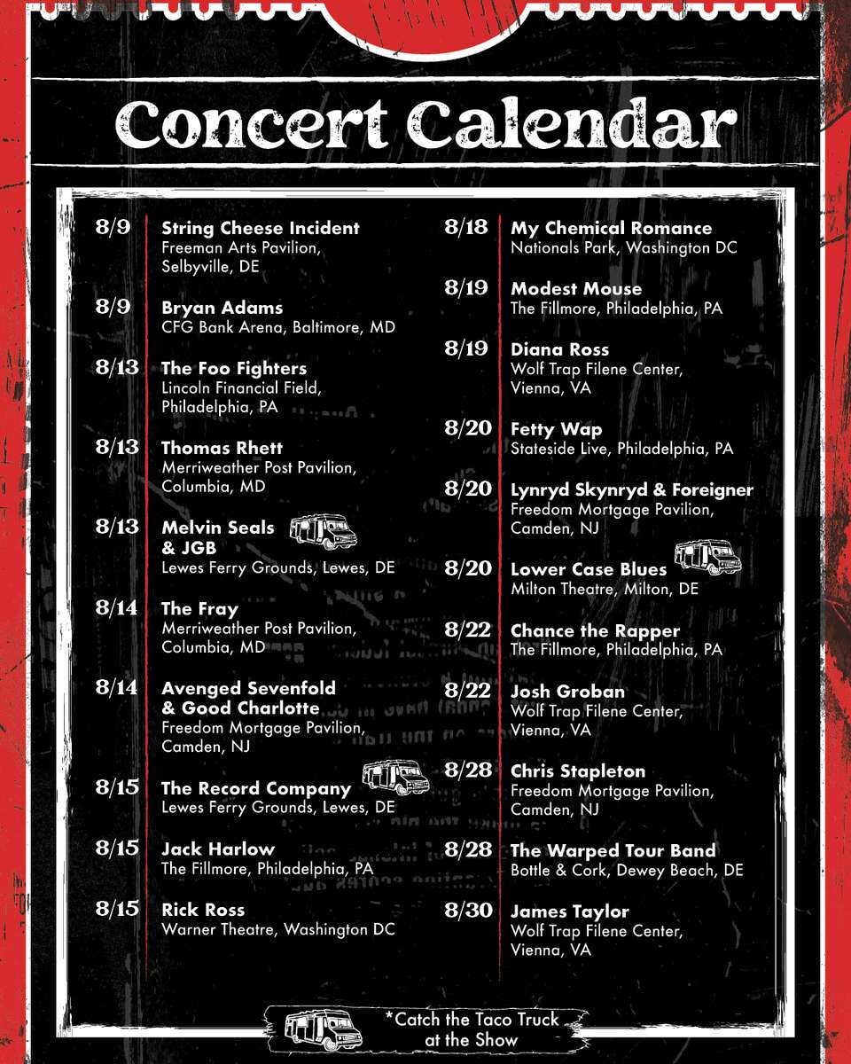 August Concert Calendar