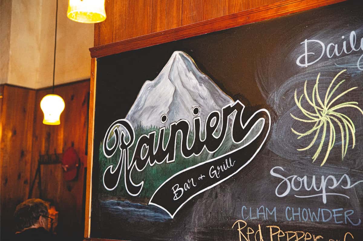 Rainier Bar & Grill on chalkboard