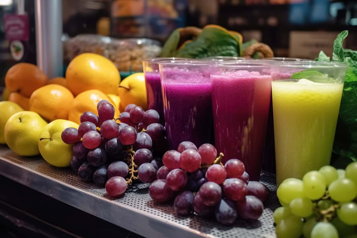variety of fruits and juices