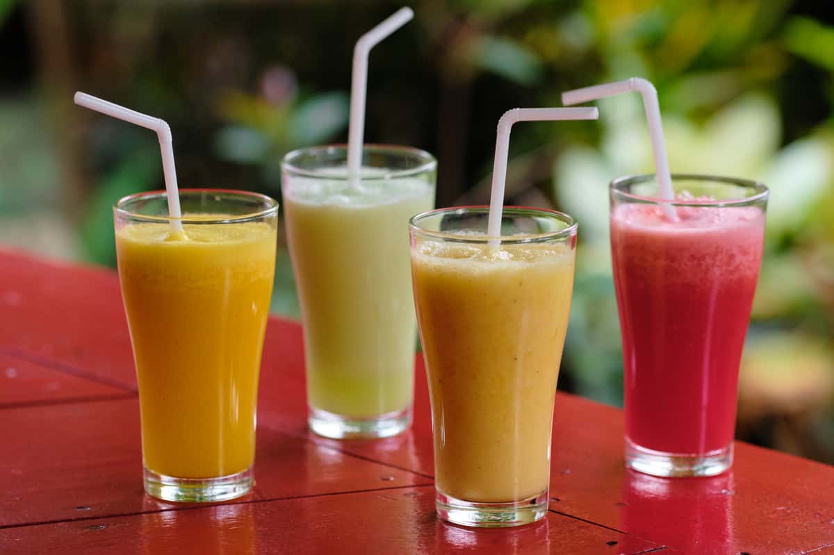 four different varieties of smoothies