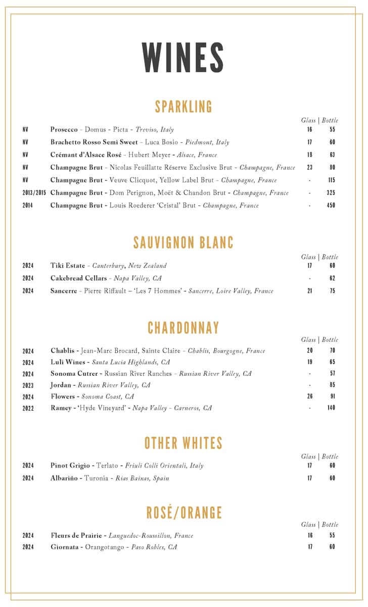Wine menu 1 of 2