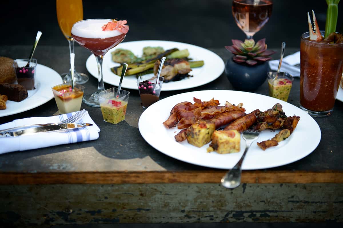 Plates of food on a table