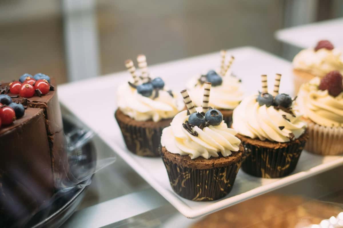 Closeup of blueberry cupcakes